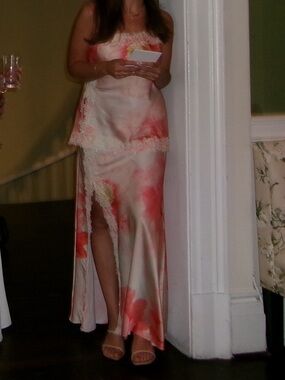 ASOS Coral Pink and Cream Floral Maxi Dress